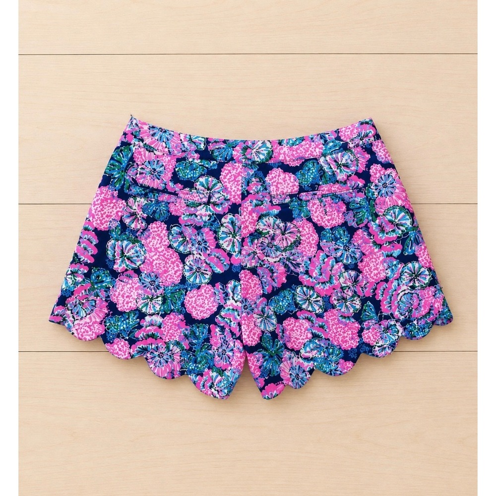 Lilly Pulitzer Buttercup Knit Shorts Oyster Bay Navy Shroom View Size 2